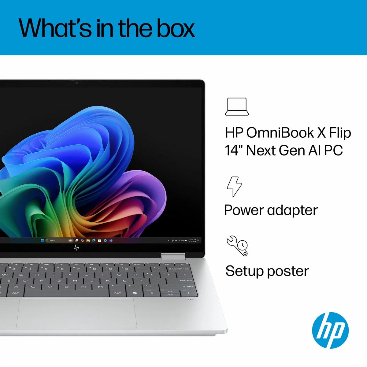 HP Omnibook X Flip, Copilot+ PC, Intel Core Ultra 5, 16GB RAM, 512GB SSD, 14 Inch Convertible 2 in 1 Laptop, 14-fm0005na, view 8