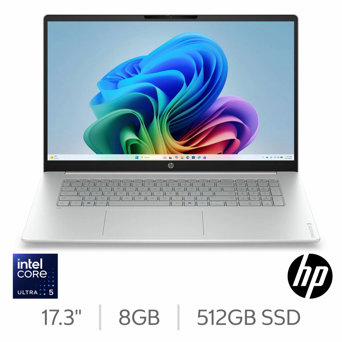 HP Omnibook 3, Intel Core Ultra 5, 8GB RAM, 512GB SSD, 17.3 Inch Laptop, 17-dg0000nax