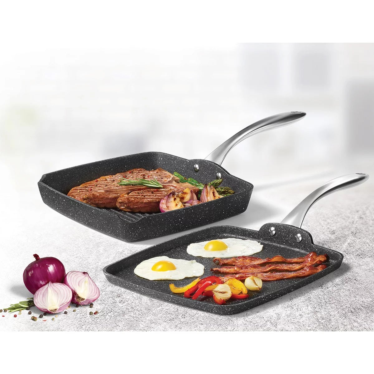 The Rock Grill Pan & Griddle Set, 2 Piece