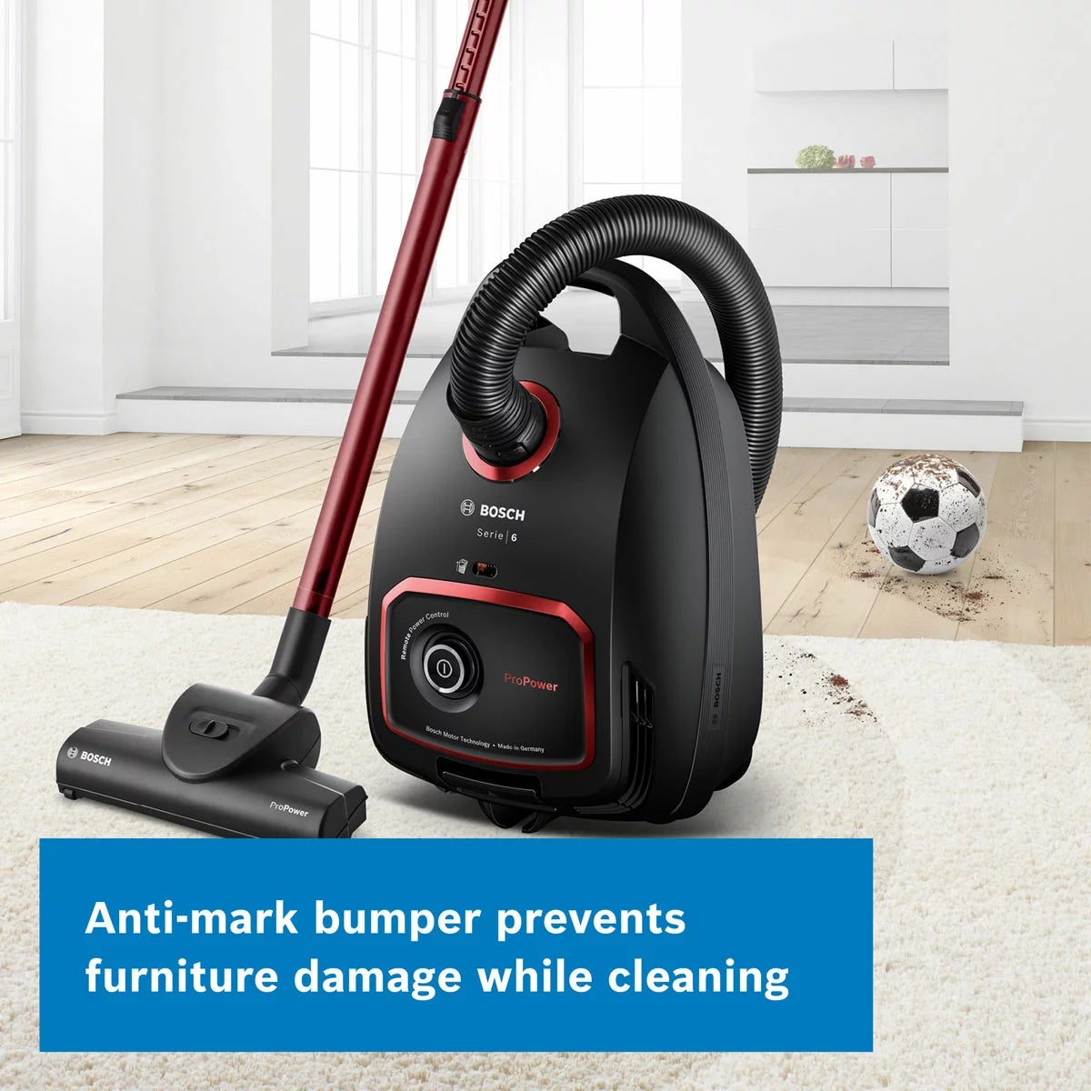 Bosch BGL6POWGB Series 6 Pro Power Bagged Cylinder Vacuum Cleaner in Black, view 8