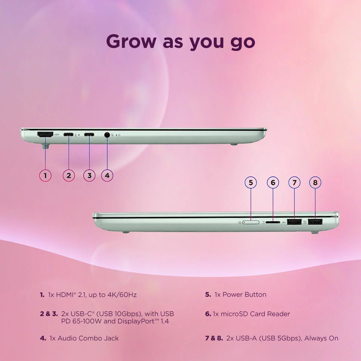 Lenovo IdeaPad Slim 5, Copilot+ PC, AMD Ryzen AI 5, 16GB RAM, 512GB SSD, 14 inch OLED Laptop, 83S1000SUK, view 4