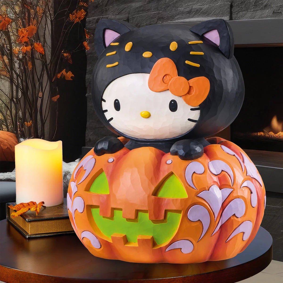 Sanrio Hello Kitty Glow-In-The-Dark Jack-O'-Lantern Statue By Jim Shore