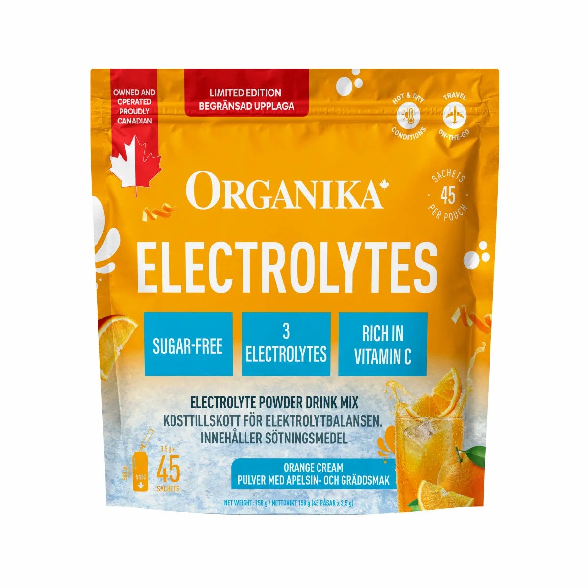 Organika Electrolytes Orange Creamsicle, 45 Pack