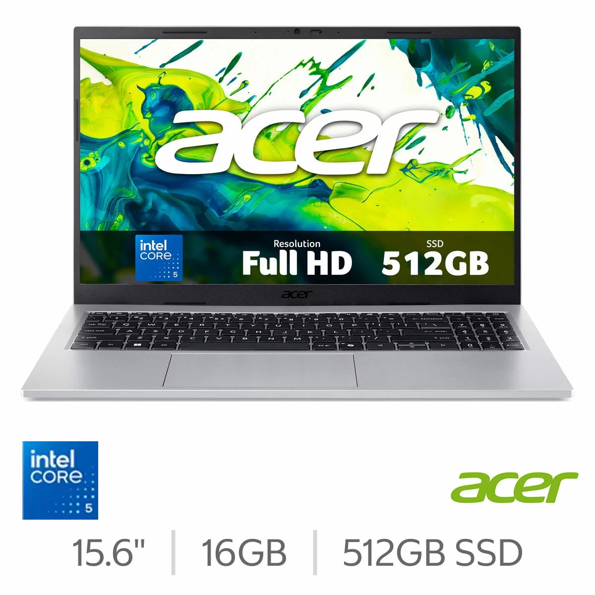 Acer Aspire Go 15, Intel Core 5, 16GB RAM, 512GB SSD, 15.6 Inch Laptop, NX.JRREK.00F