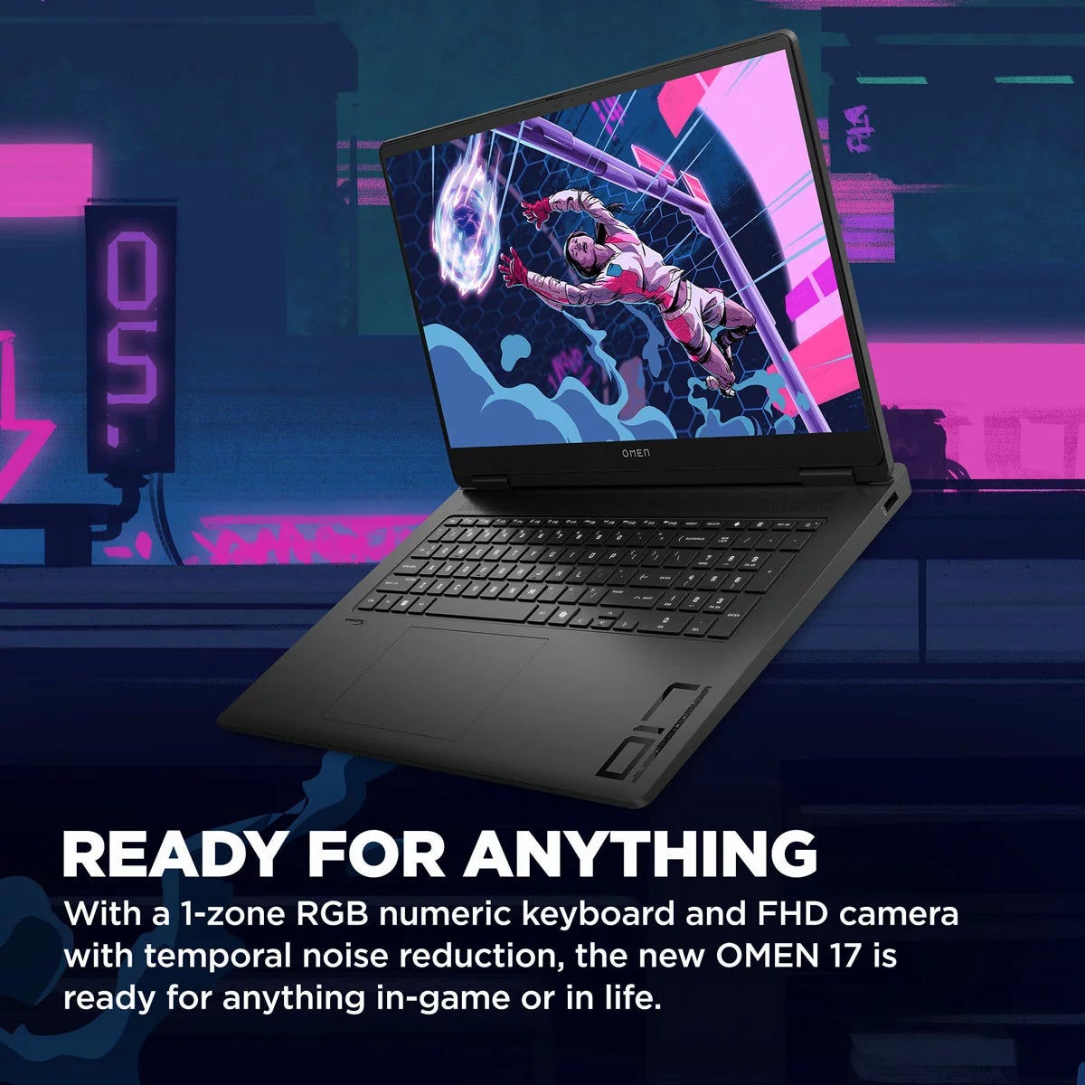 HP OMEN, AMD Ryzen AI 7, 16GB RAM, 1TB SSD, NVIDIA GeForce RTX 5060, 17.3 inch Gaming Laptop, 17-db1000na, view 3