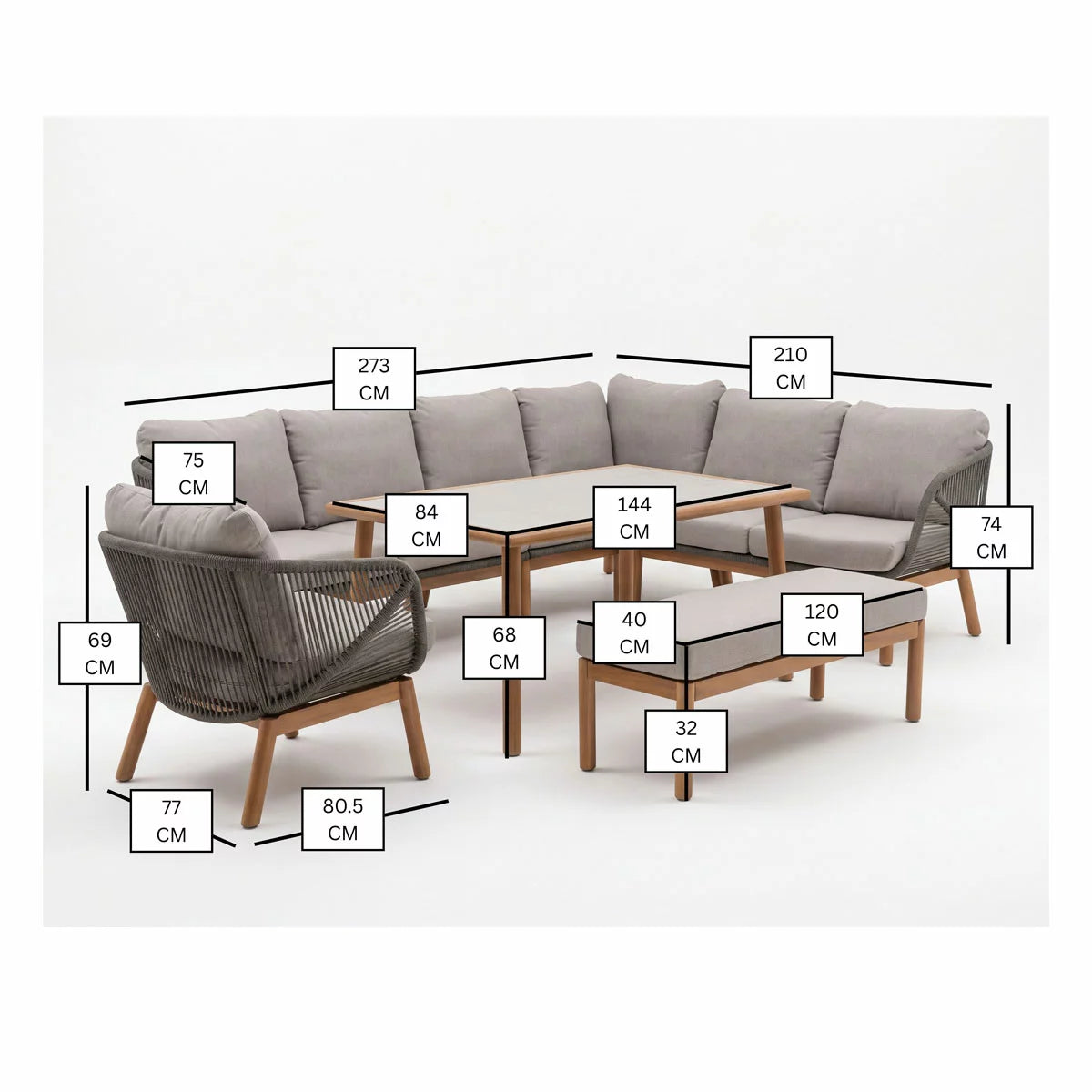 Bramblecrest Helsinki 4 Piece L-Shaped Patio Dining Set, view 2
