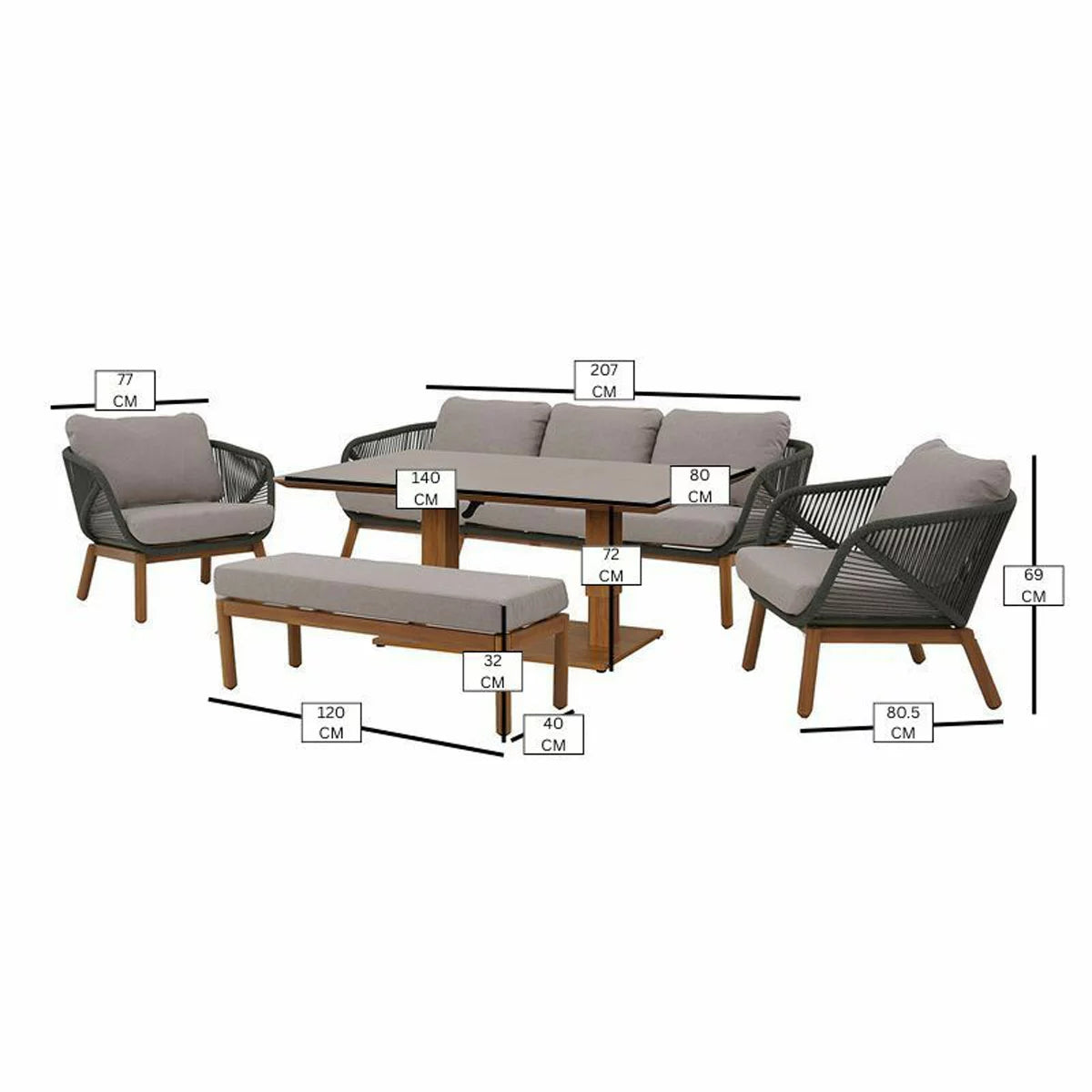 Bramblecrest Helsinki 5 Piece Deep Seating Dining, view 2