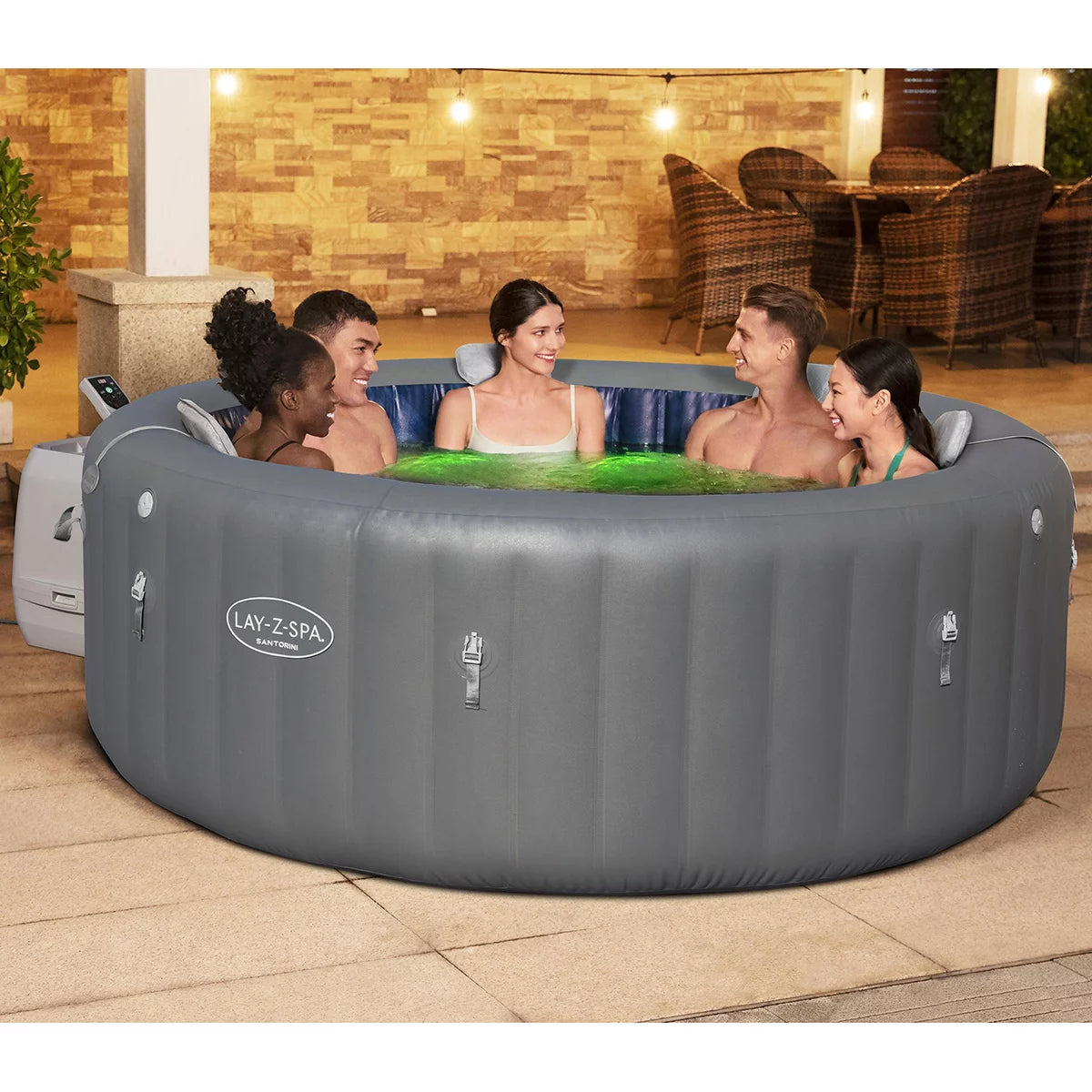 Lay-Z-Spa Santorini MaxHold EnergySense Smart Luxe HydroJet Pro, 7 Person Inflatable Spa, view 5