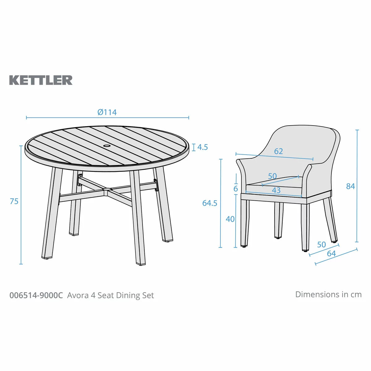 Kettler Avora 5 Piece Dining Set, view 2
