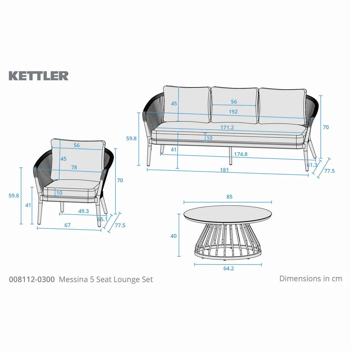 Kettler Messina 4 Piece Deep Seating Set, view 2