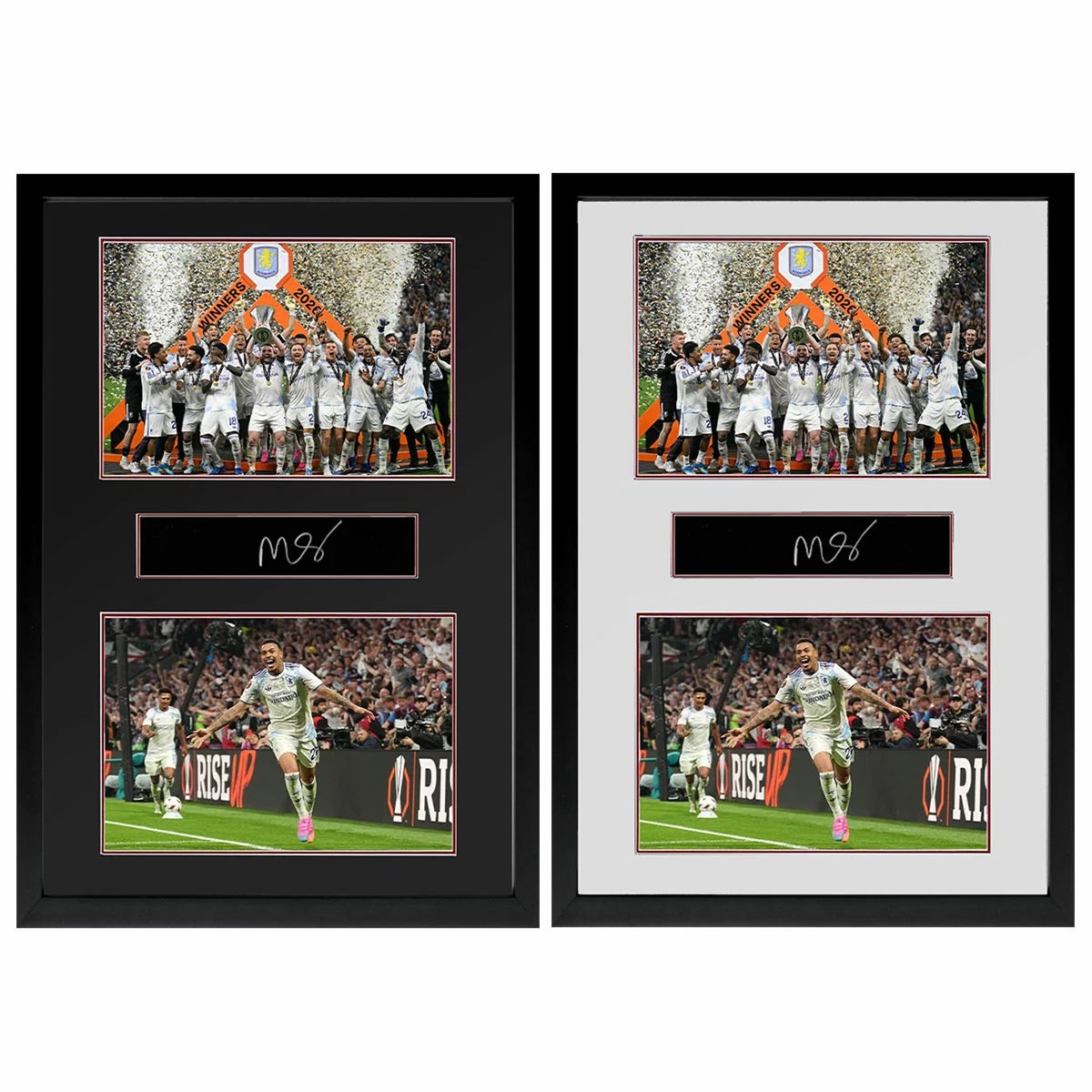 Morgan Rogers Signed Framed Aston Villa Europa Leage Plaque in 2 Options: White or Black Mount