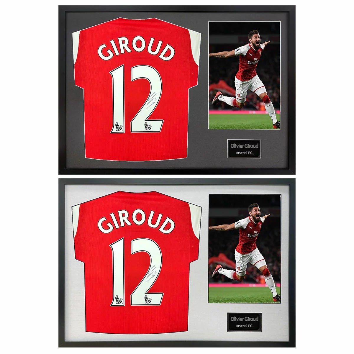 Olivier Giroud Signed Framed Arsenal Football Shirt including 1 Photo in 2 Options: White or Black Mount