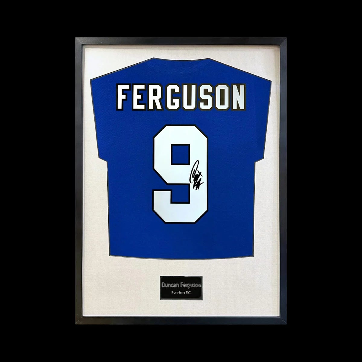 Duncan Ferguson Signed Framed Everton Football Shirt in 2 Options: White or Black Mount, view 3