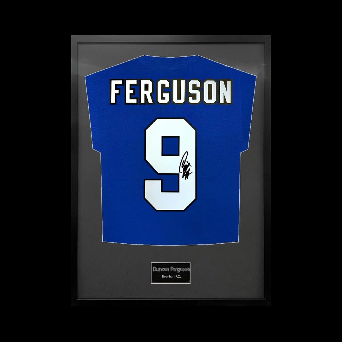 Duncan Ferguson Signed Framed Everton Football Shirt in 2 Options: White or Black Mount, view 2