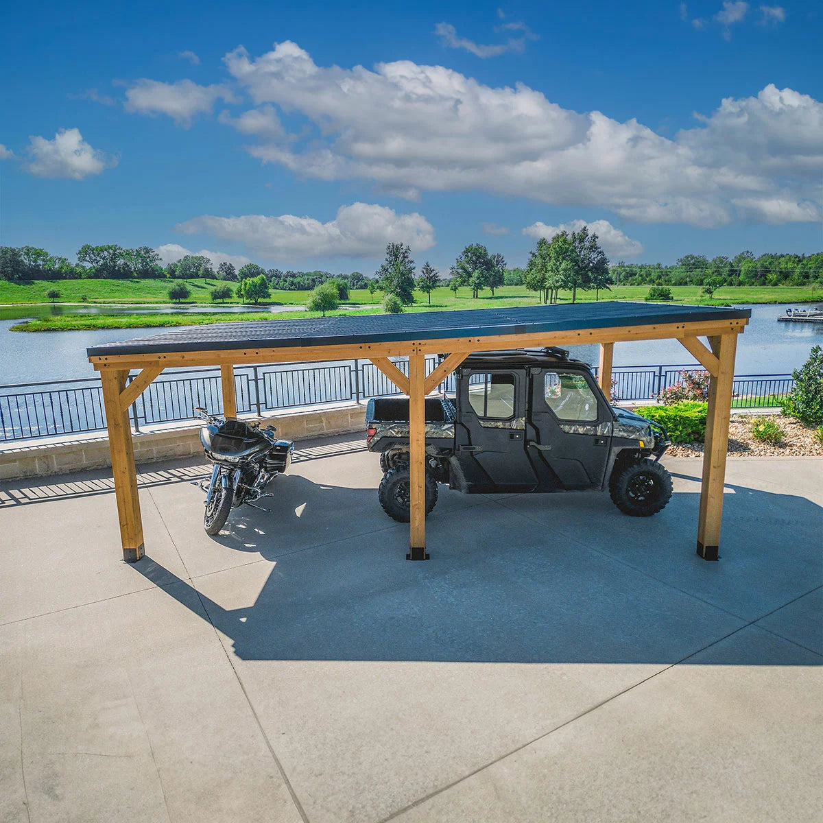 Backyard Kingsport 20ft X 12ft Wooden Carport, view 4