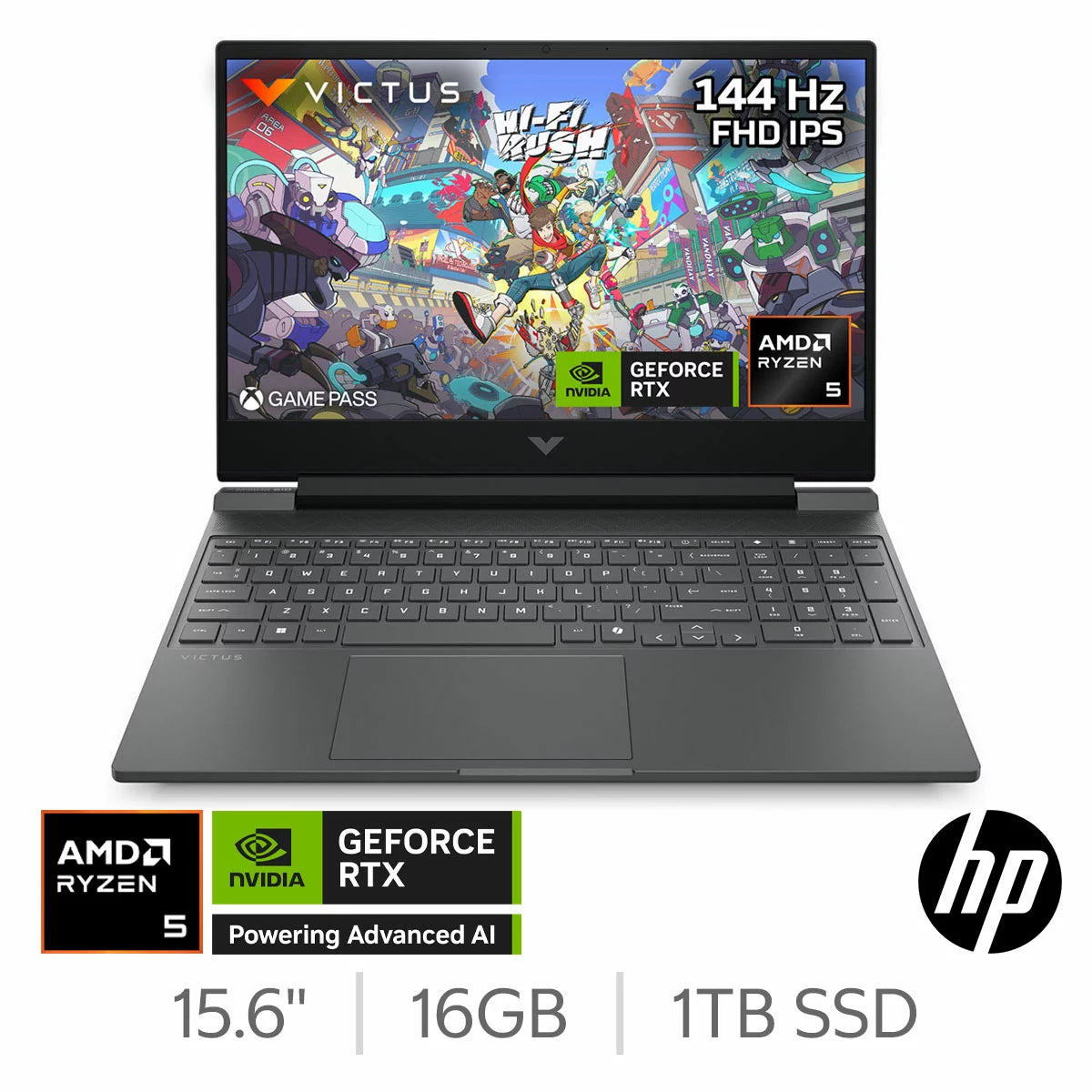 HP Victus, AMD Ryzen 5, 16GB RAM, 1TB SSD, NVIDIA GeForce RTX 5050, 15.6 inch Gaming Laptop, 15-fb3004na