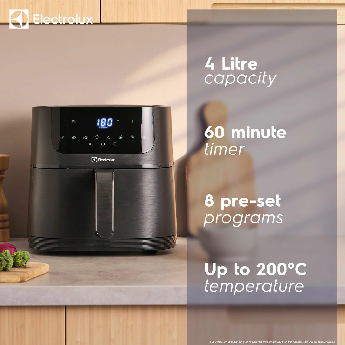 Electrolux SDA2982ELGRY 4L Air Fryer in Grey, view 2