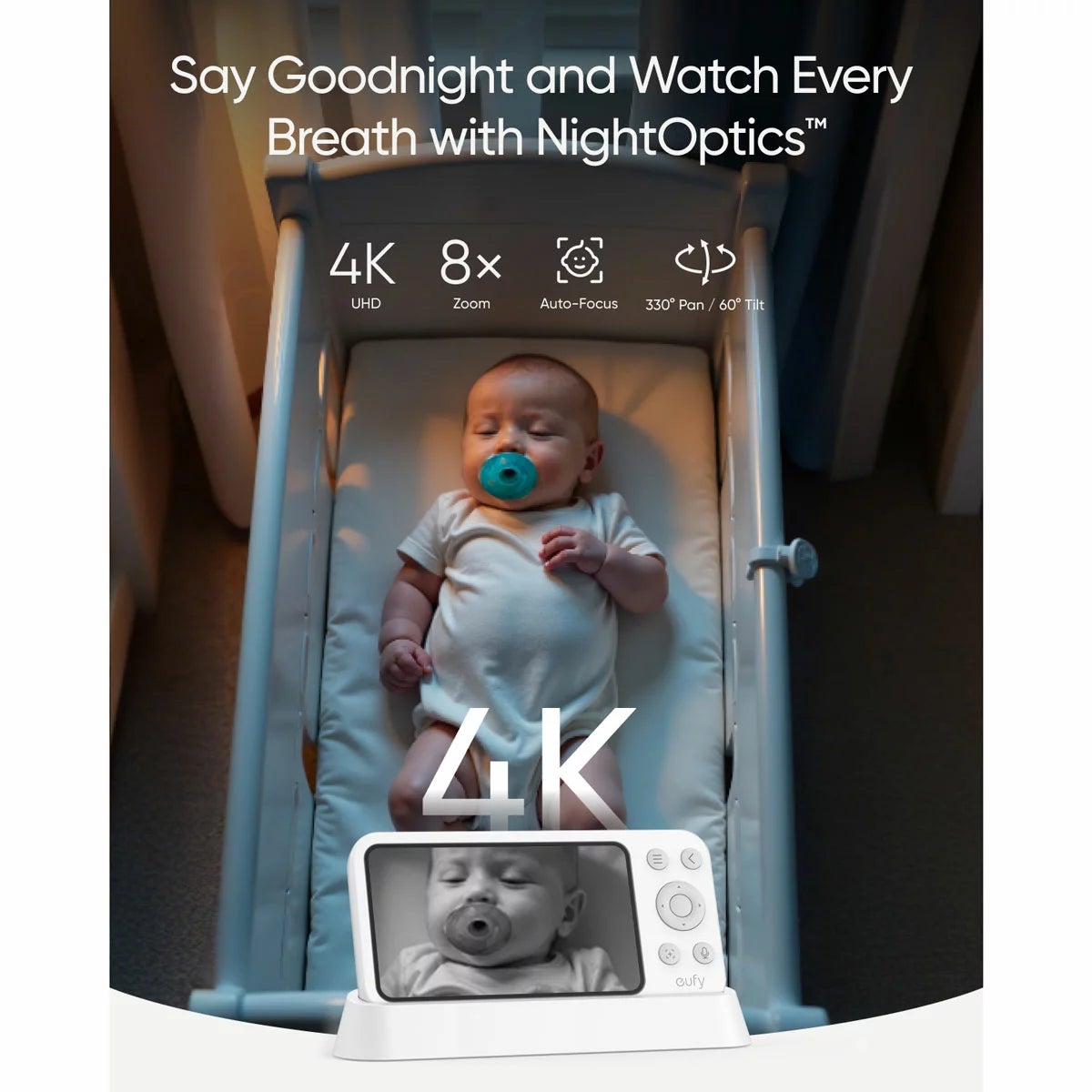 eufy E21 5" Smart Video Baby Monitor with 4K Pan-Tilt Camera, view 3
