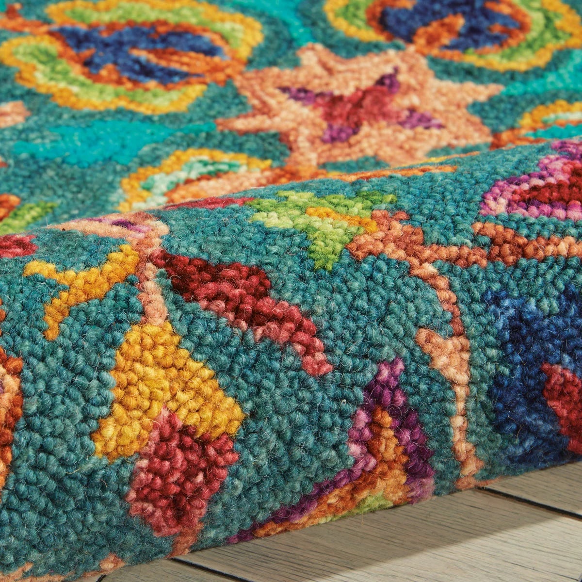 Nourison Vibrant Wool Teal Rug, in 3 Sizes, view 2