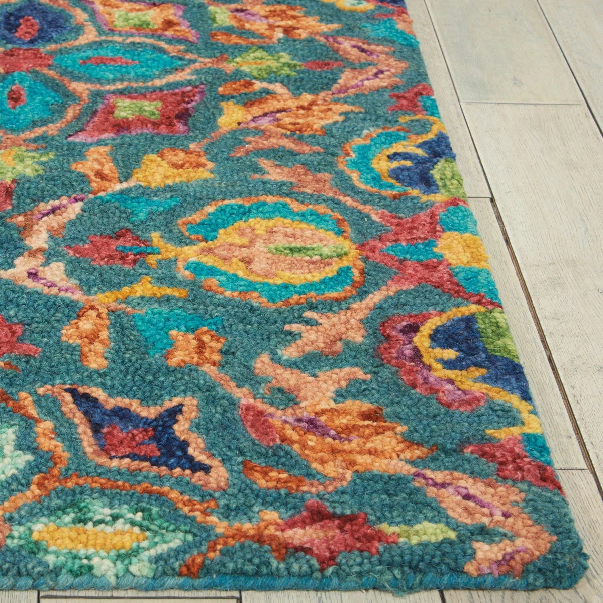 Nourison Vibrant Wool Teal Rug, in 3 Sizes, view 4