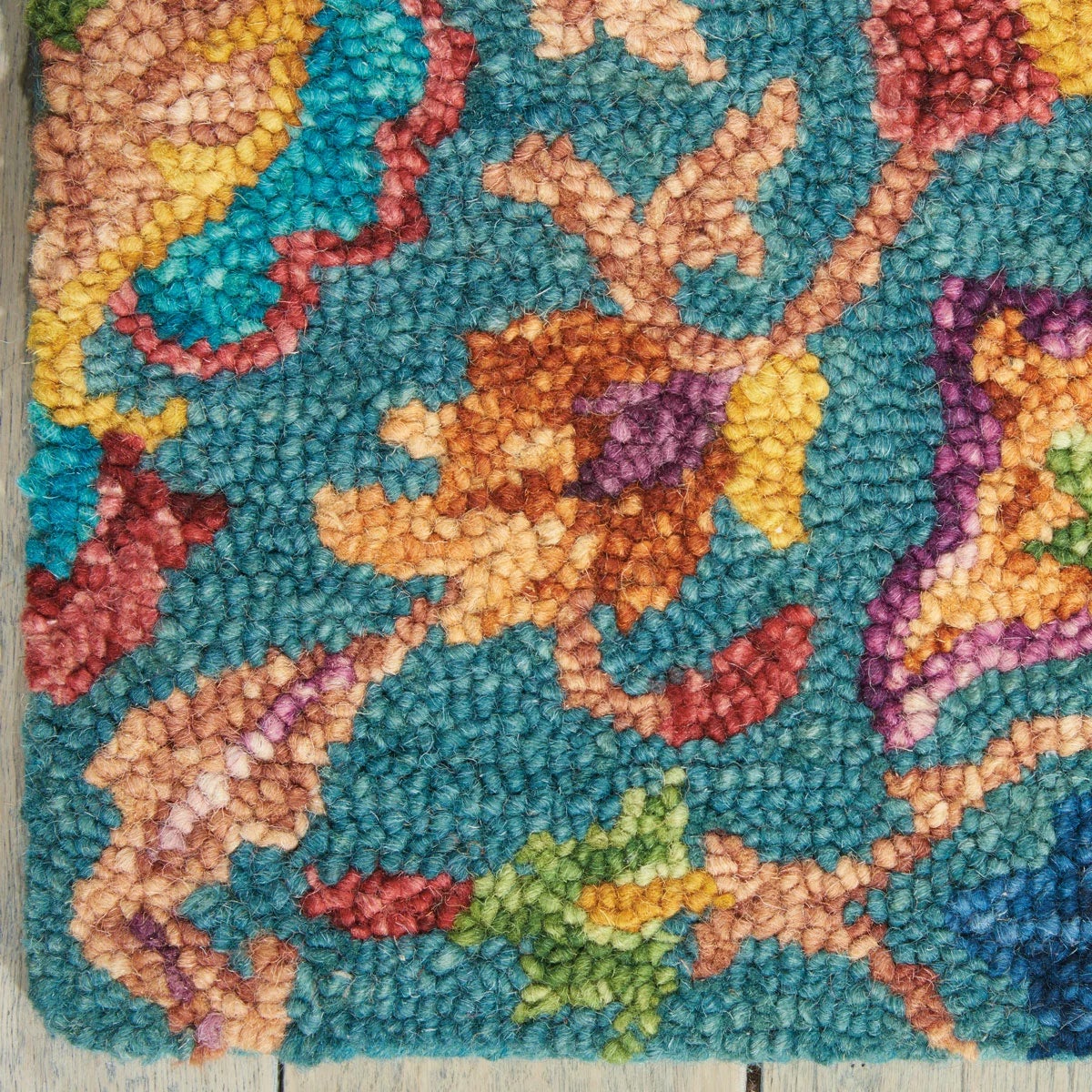 Nourison Vibrant Wool Teal Rug, in 3 Sizes, view 3