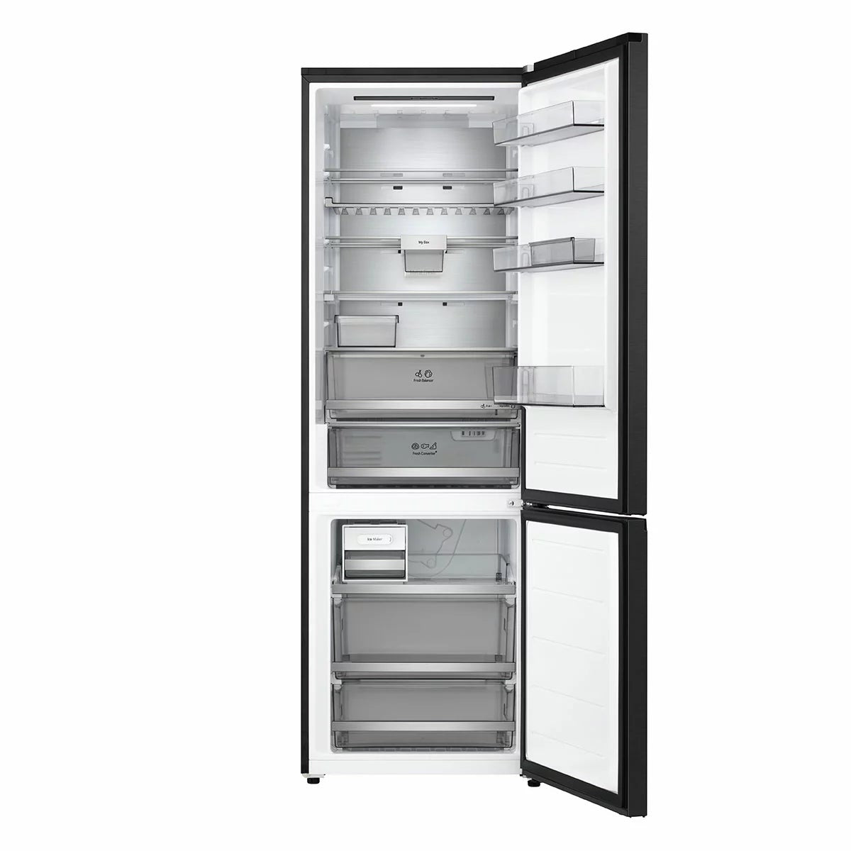 LG Fit & Max, GBBW726AEV Fridge Freezer, A Rated in Black, view 2