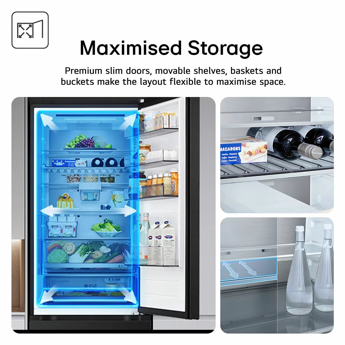 LG Fit & Max, GBBW726AEV Fridge Freezer, A Rated in Black, view 7