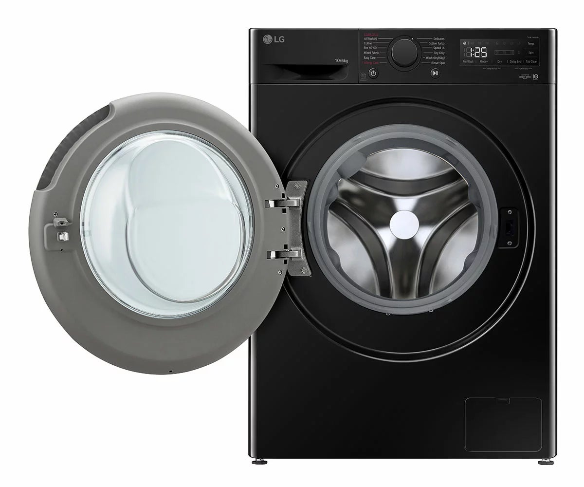 LG Series 4, FWY606NCLN1 10/6kg Washer Dryer, E Rated in Black, view 2