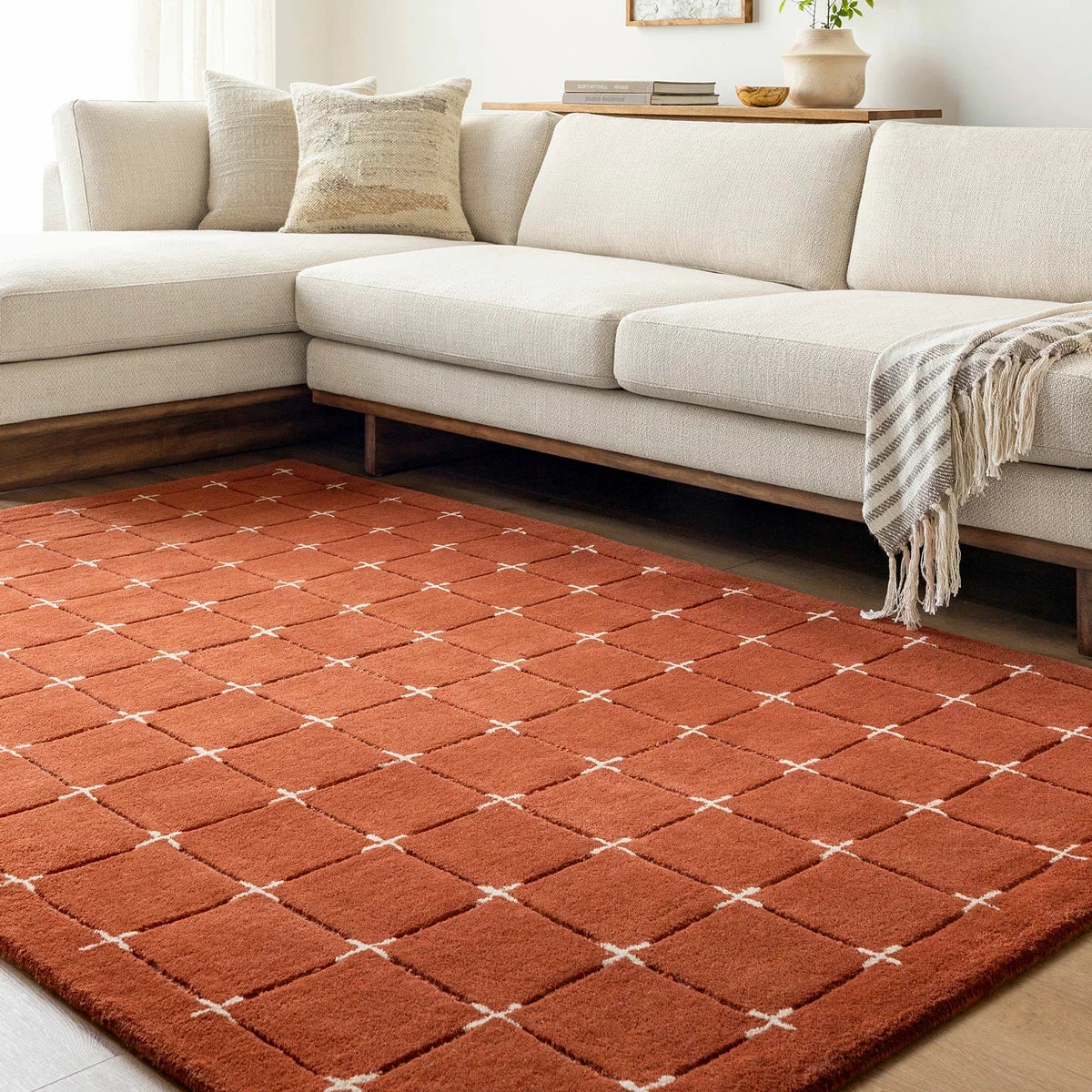 Livabliss Brook Orange Wool Rug, In 2 Sizes