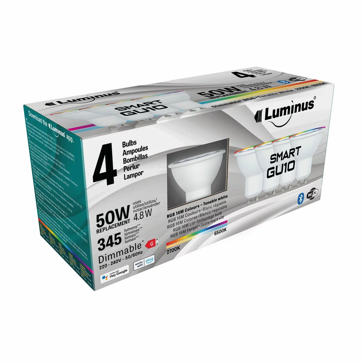 Luminus Smart GU10 LED Light Bulbs - 4 Pack, view 2