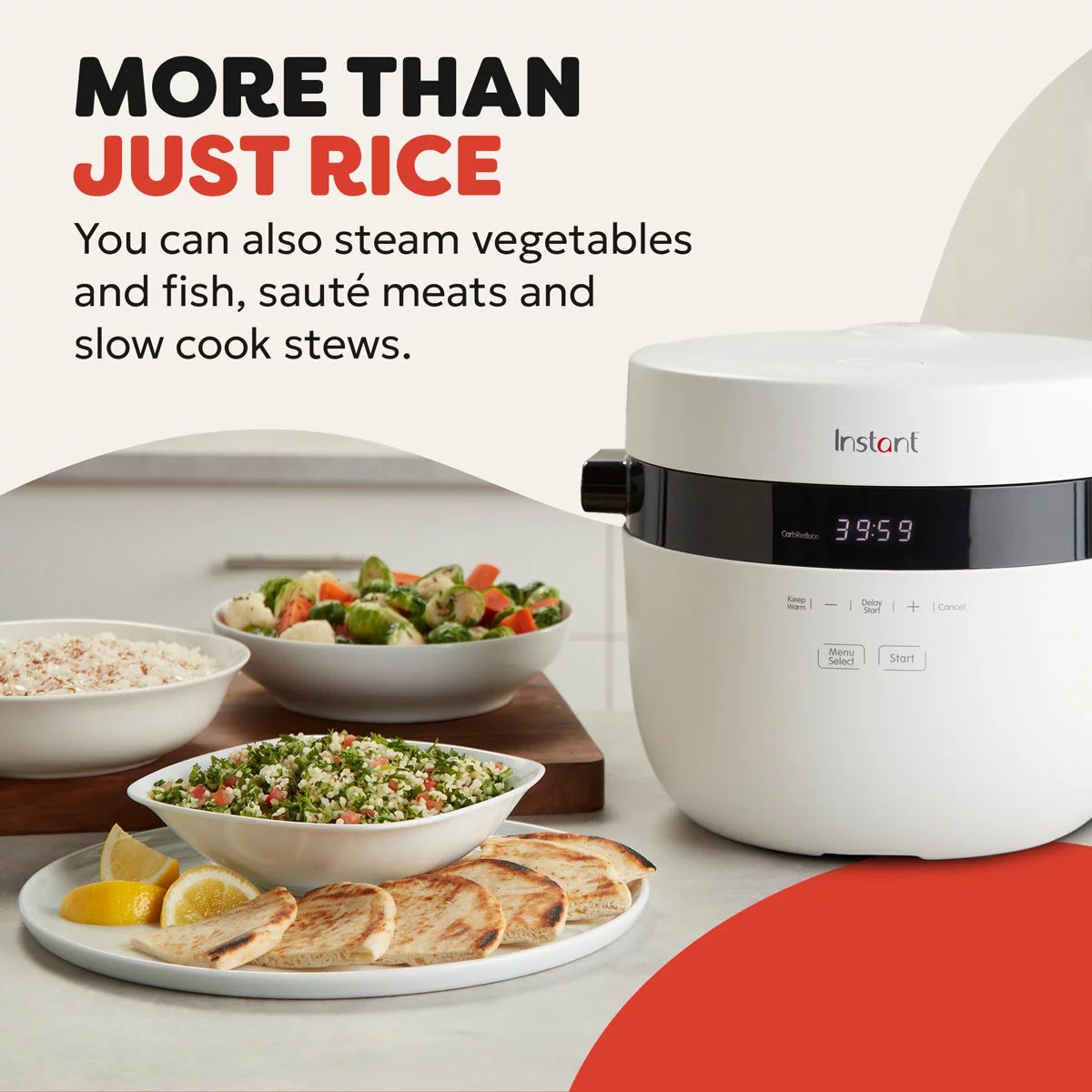 Instant Pot 5L / 20 Cup Rice Cooker & Steamer in White, view 4