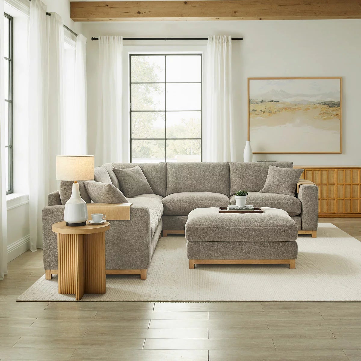 Aiden & Ivy Hawthorne Brown Fabric 4 Piece Corner Sofa, view 4