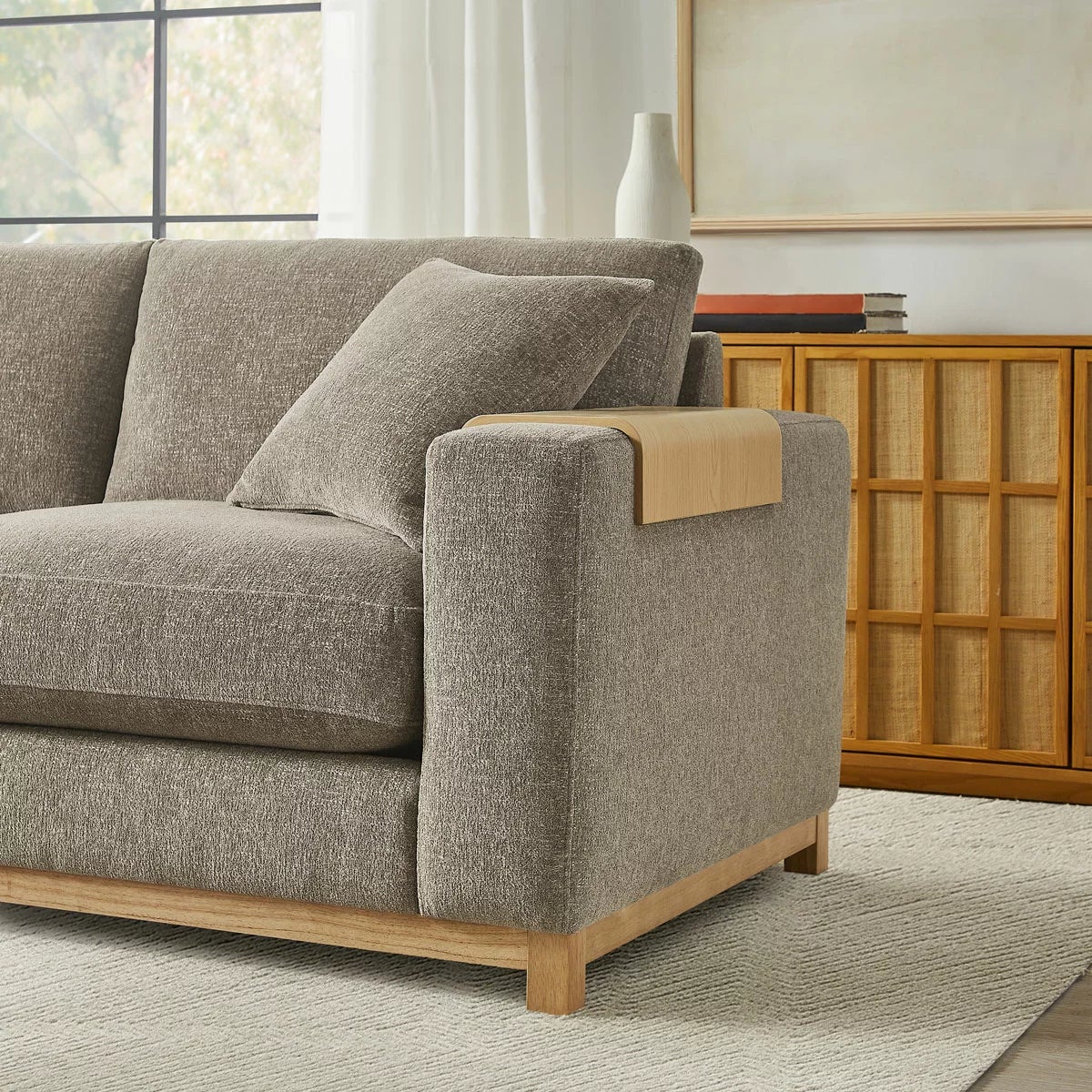 Aiden & Ivy Hawthorne Brown Fabric 4 Piece Corner Sofa, view 5