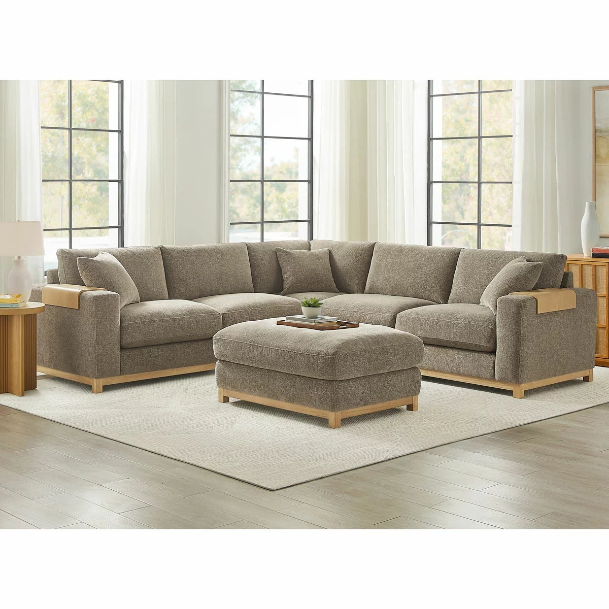 Aiden & Ivy Hawthorne Brown Fabric 4 Piece Corner Sofa