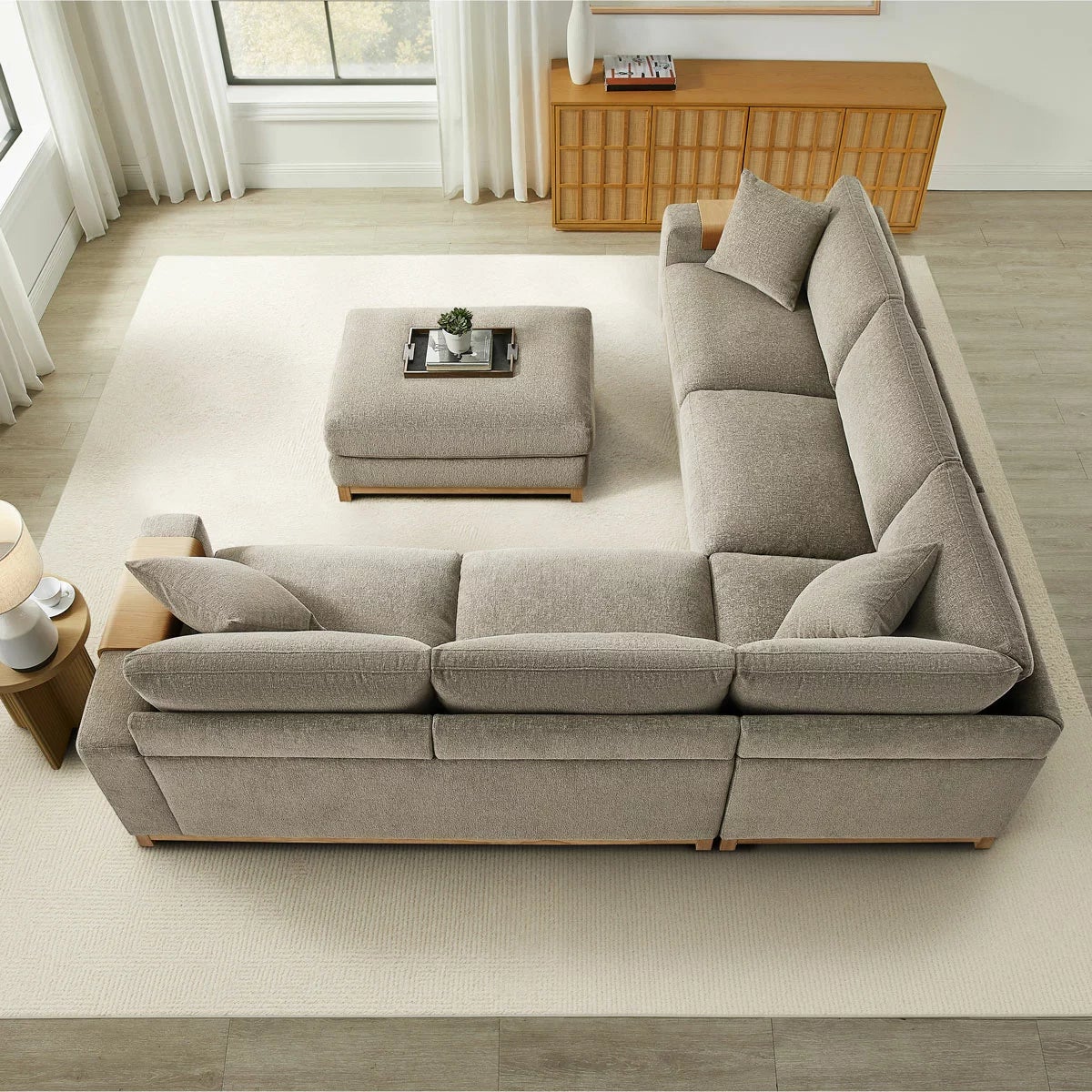 Aiden & Ivy Hawthorne Brown Fabric 4 Piece Corner Sofa, view 3