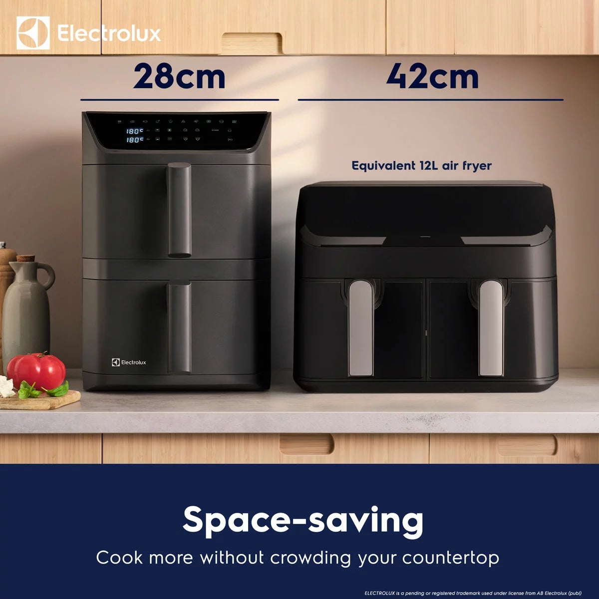 Electrolux SDA2980ELGRY Double Stacked 12L Air Fryer in Grey, view 4