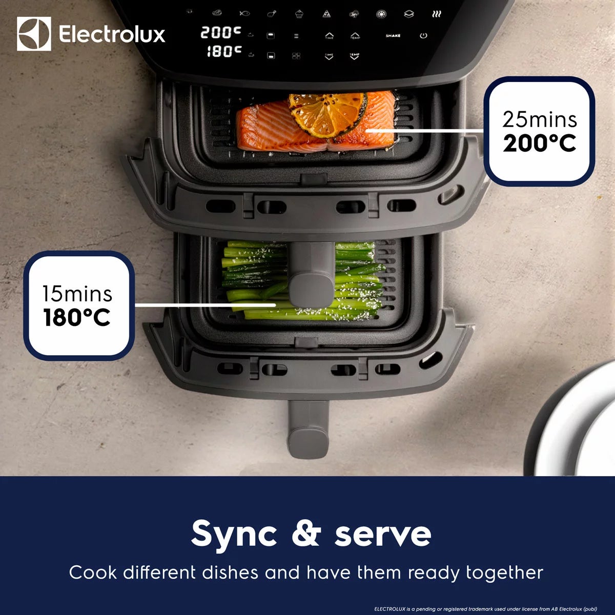 Electrolux SDA2980ELGRY Double Stacked 12L Air Fryer in Grey, view 3