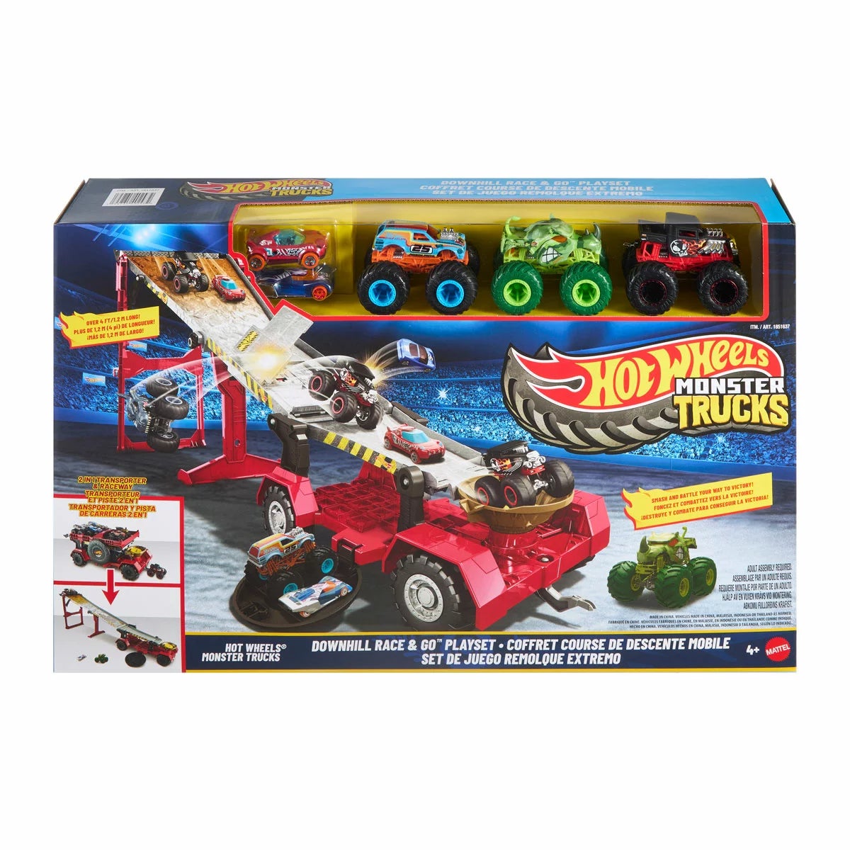 Hot Wheels Monster Trucks Downhill Race & Go Playset (4+ Years)