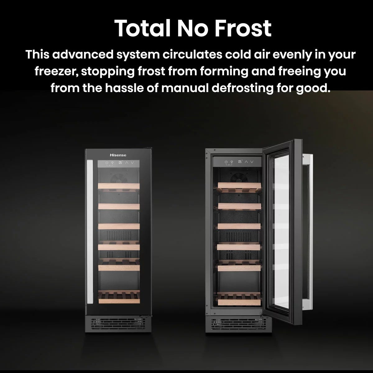 Hisense RW058B3ABGF, 19 Bottle Freestanding, Single Zone Wine Cooler, G Rated in Black, view 4
