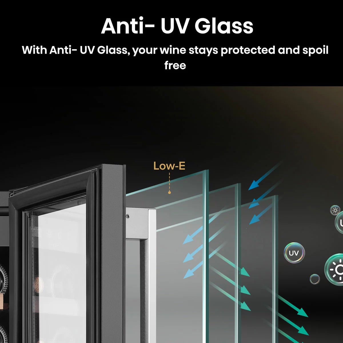 Hisense RW058B3ABGF, 19 Bottle Freestanding, Single Zone Wine Cooler, G Rated in Black, view 7