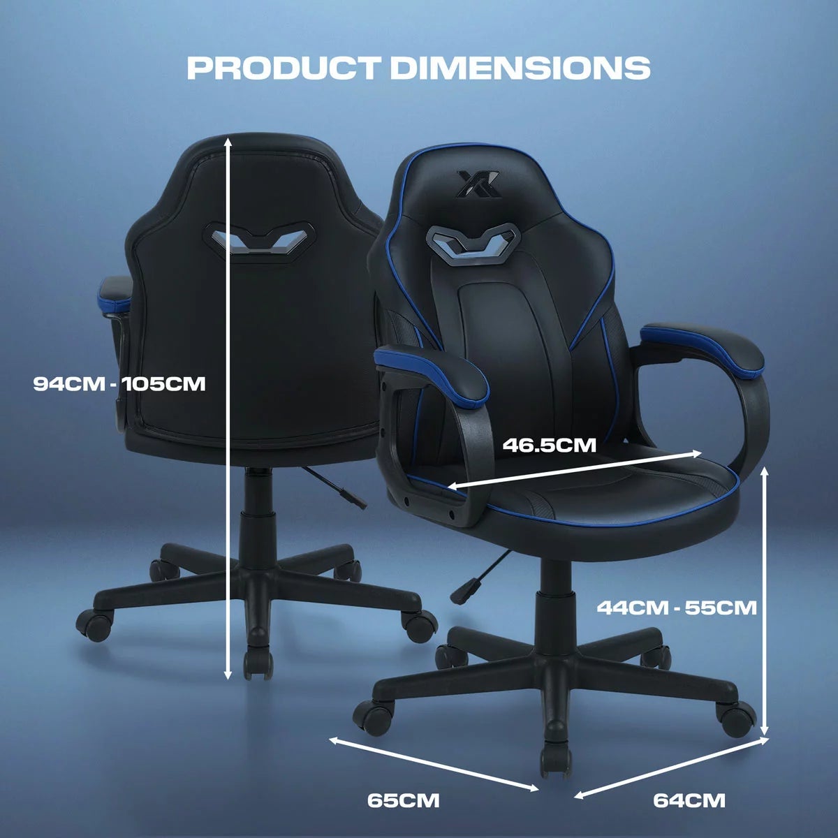 X Rocker Mythos Mid-Back Gaming Chair, Black/Blue, view 2