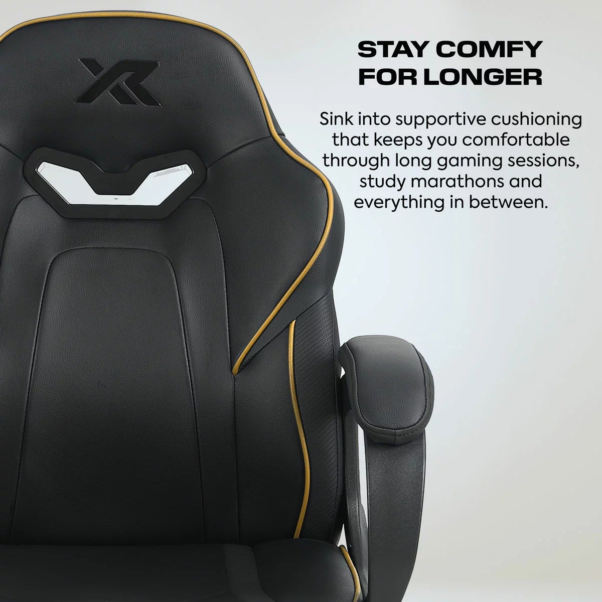 X Rocker Mythos Mid-Back Gaming Chair, Black/Gold, view 3