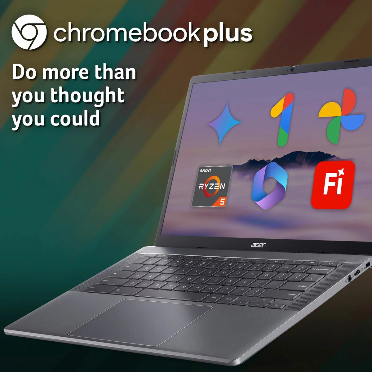 Acer Chromebook Plus, AMD Ryzen 5, 8GB RAM, 256GB SSD, 14 Inch Laptop, NX.KP4EK.00B, view 2