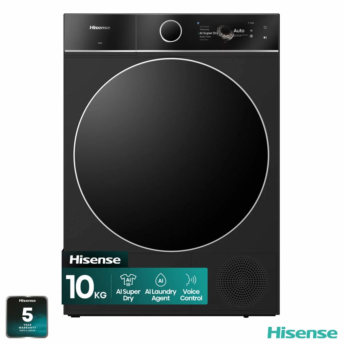 Hisense 7i Series DH7I108BBAB1 10kg Heat Pump Dryer, A+++ Rated in Black