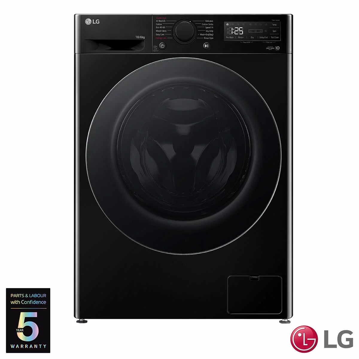LG Series 4, FWY606NCLN1 10/6kg Washer Dryer, E Rated in Black