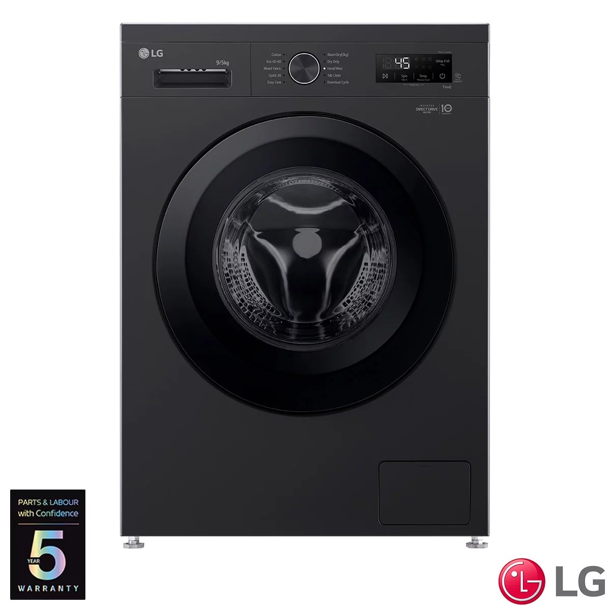 LG Series 2 W4X1095NNK, 9/5kg Washer Dryer, E Rated in Black