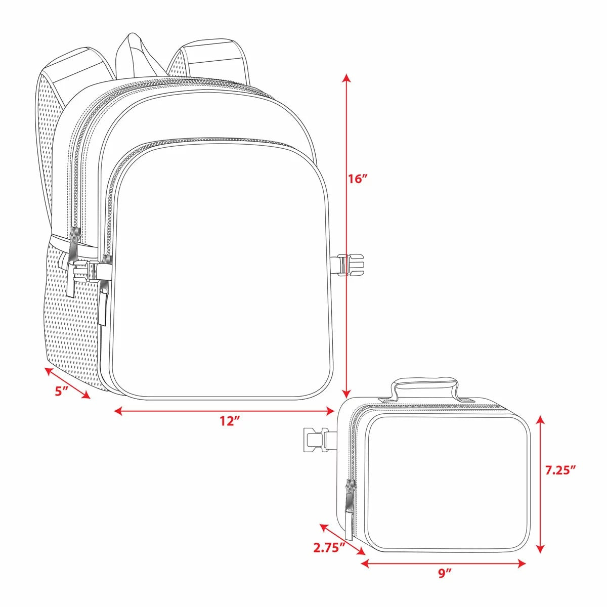 License Kid's Backpack with Detachable Lunch Bag Set, view 18