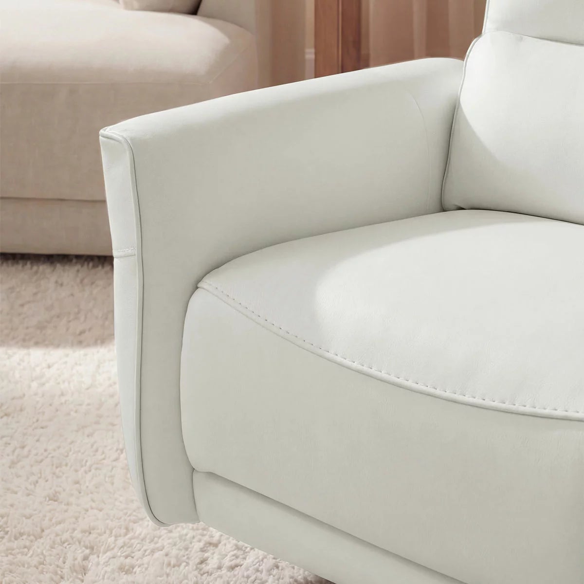 Aiden & Ivy Spencer Cream Leather Manual Reclining Chair, view 5