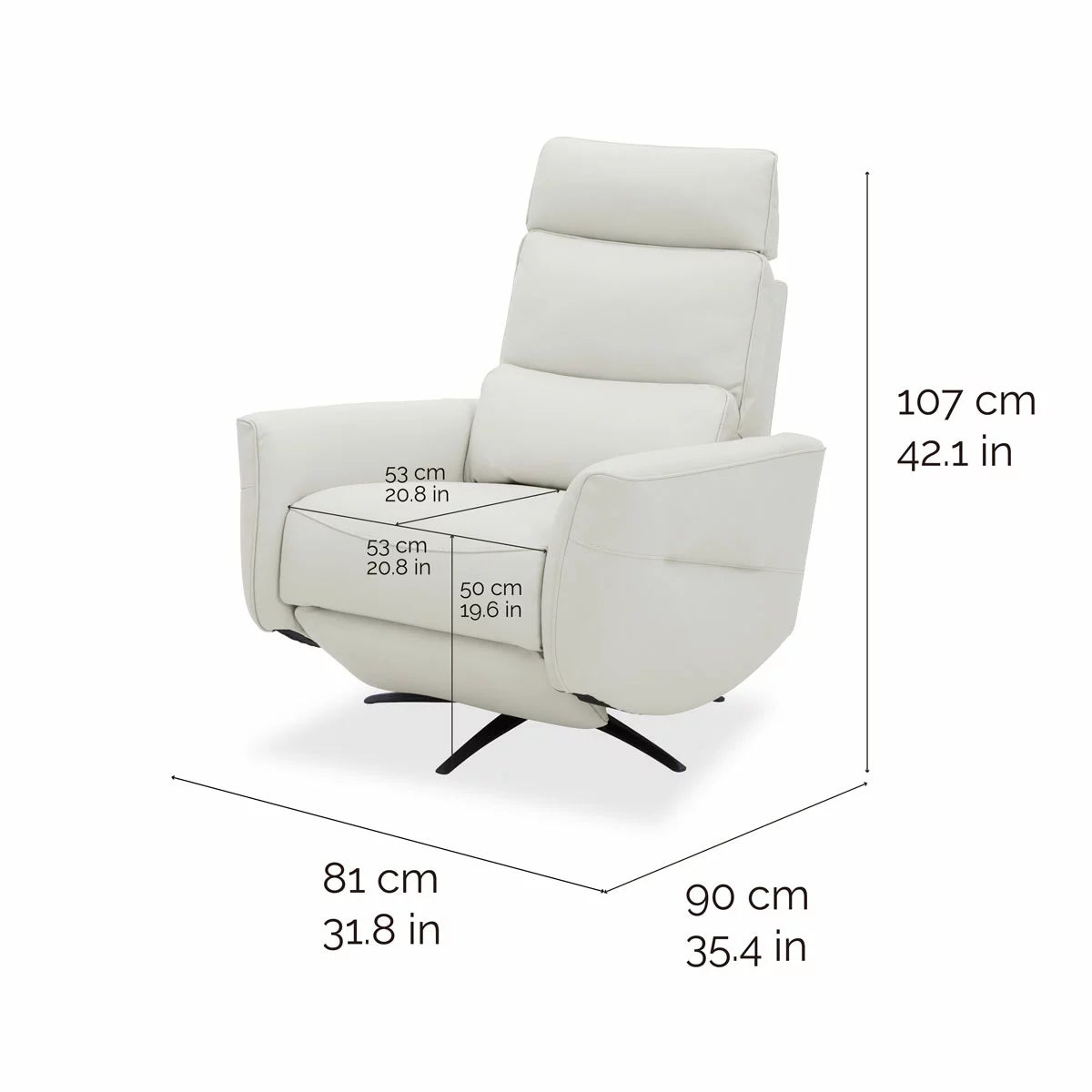 Aiden & Ivy Spencer Cream Leather Manual Reclining Chair, view 2