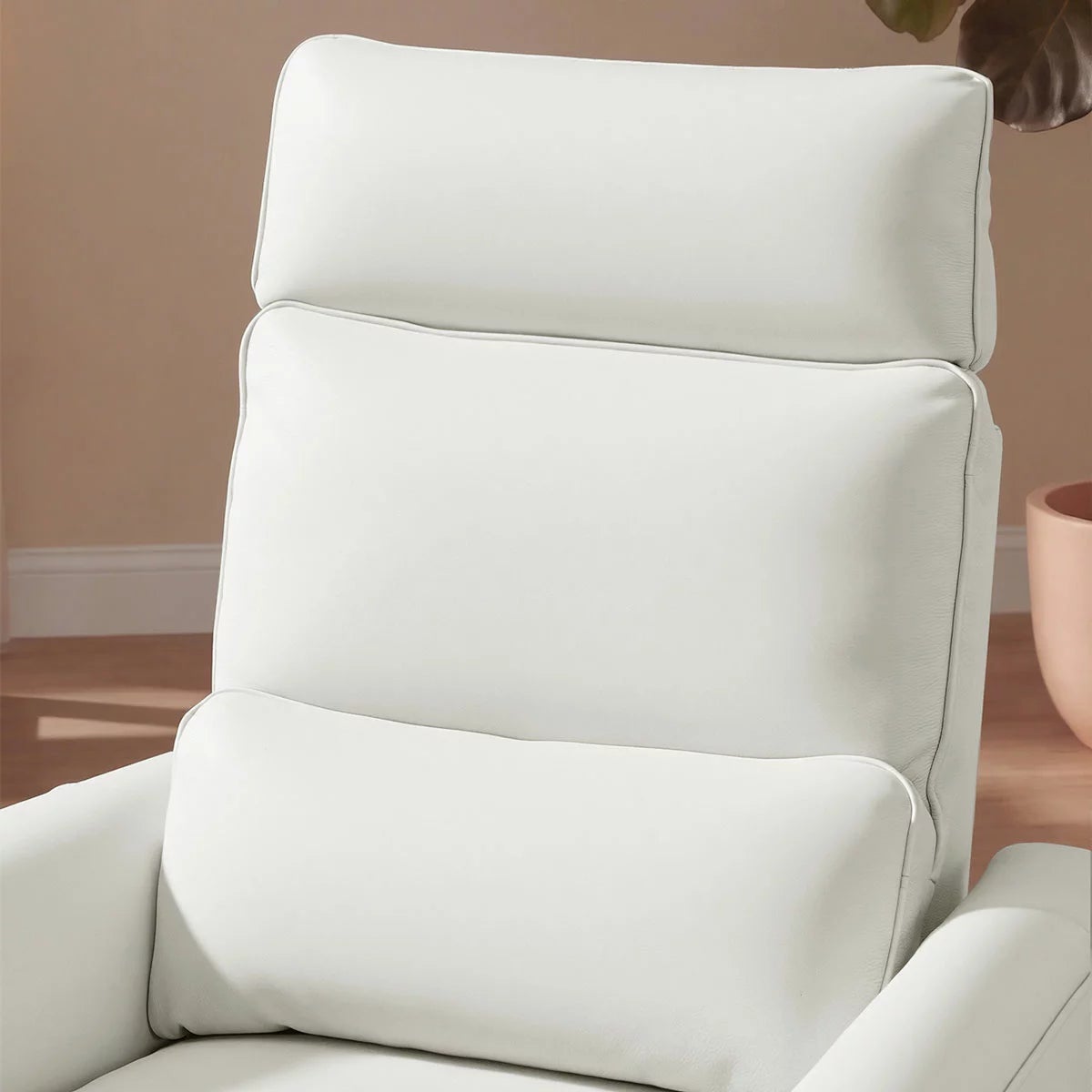 Aiden & Ivy Spencer Cream Leather Manual Reclining Chair, view 4